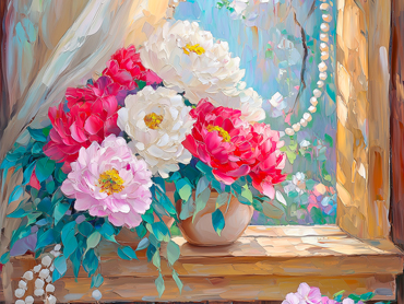 The goddess of flowers, shining with radiance