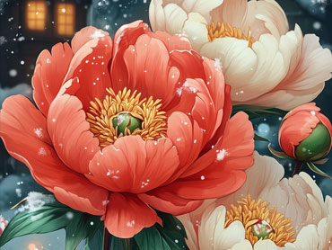 Peony in the Snow