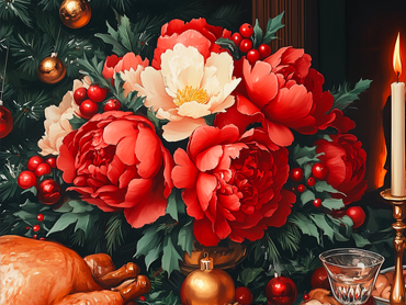 Peonies and joyous gatherings on Christmas Eve